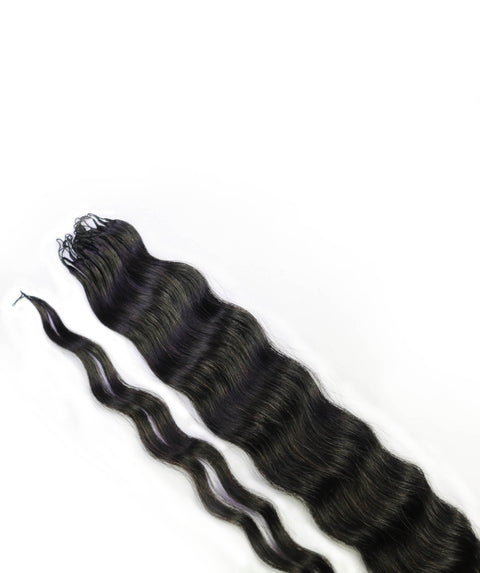 LUXLUXE Knotless Wet & Wavy Crochet Human Hair Extensions - Natural Black 14" 40g 16" 45g & 18" 50g Pre Separated 40 Strands Feather Hairpiece With String In The Middle Braid