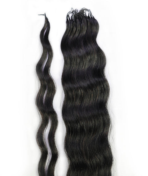 LUXLUXE Knotless Wet & Wavy Crochet Human Hair Extensions - Natural Black 14" 40g 16" 45g & 18" 50g Pre Separated 40 Strands Feather Hairpiece With String In The Middle Braid