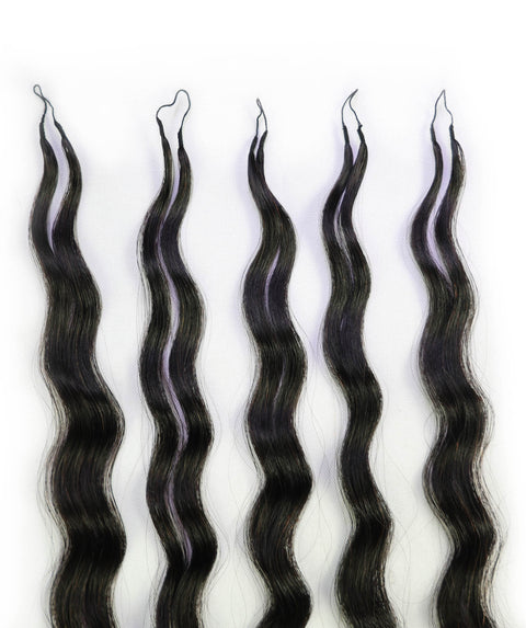 LUXLUXE Knotless Wet & Wavy Crochet Human Hair Extensions - Natural Black 14" 40g 16" 45g & 18" 50g Pre Separated 40 Strands Feather Hairpiece With String In The Middle Braid