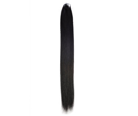 LUXLUXE Knotless Silk Straight Crochet Human Hair Extensions - Natural Black 14" 40g 16" 45g & 18" 50g Pre Separated 40 Strands Feather hairpiece for Women