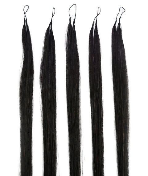 LUXLUXE Knotless Silk Straight Crochet Human Hair Extensions - Natural Black 14" 40g 16" 45g & 18" 50g Pre Separated 40 Strands Feather hairpiece for Women