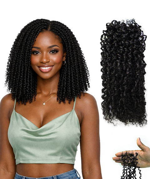 LUXLUXE Knotless Micro Yanky Curly Pre Looped Crochet Human Hair Extensions - Natural Black 14" 40g 16" 45g & 18" 50g Pre Separated 40 Strands Feather Protective Style