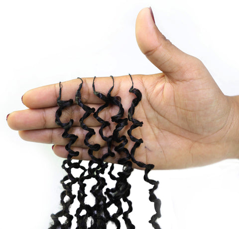 LUXLUXE Knotless Micro Yanky Curly Pre Looped Crochet Human Hair Extensions - Natural Black 14" 40g 16" 45g & 18" 50g Pre Separated 40 Strands Feather Protective Style