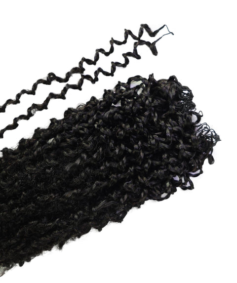 LUXLUXE Knotless Micro Yanky Curly Pre Looped Crochet Human Hair Extensions - Natural Black 14" 40g 16" 45g & 18" 50g Pre Separated 40 Strands Feather Protective Style