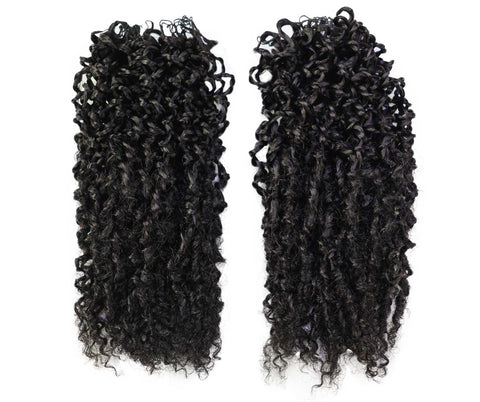 LUXLUXE Knotless Micro Yanky Curly Pre Looped Crochet Human Hair Extensions - Natural Black 14" 40g 16" 45g & 18" 50g Pre Separated 40 Strands Feather Protective Style