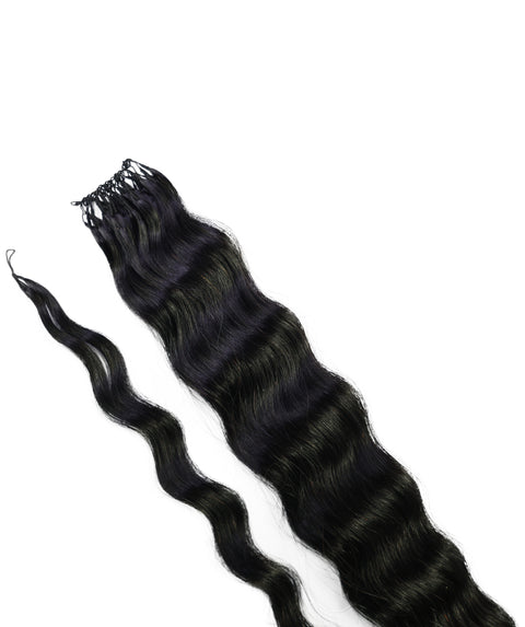 LUXLUXE Knotless Wet & Wavy Crochet Human Hair Extensions - Natural Black 14" 40g 16" 45g & 18" 50g Pre Separated 40 Strands Feather Hairpiece With String In The Middle Braid