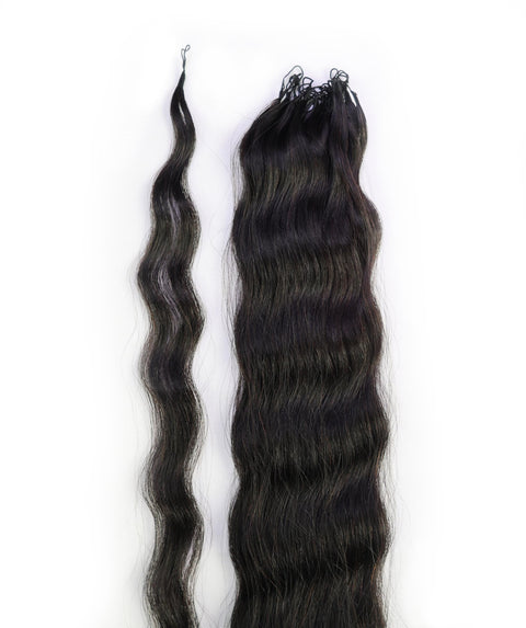 LUXLUXE Knotless Wet & Wavy Crochet Human Hair Extensions - Natural Black 14" 40g 16" 45g & 18" 50g Pre Separated 40 Strands Feather Hairpiece With String In The Middle Braid