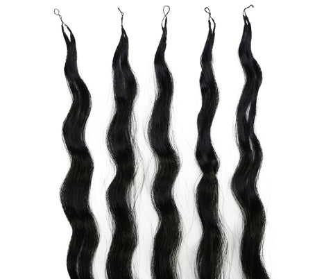 LUXLUXE Knotless Wet & Wavy Crochet Human Hair Extensions - Natural Black 14" 40g 16" 45g & 18" 50g Pre Separated 40 Strands Feather Hairpiece With String In The Middle Braid