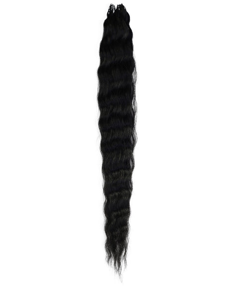 LUXLUXE Knotless Wet & Wavy Crochet Human Hair Extensions - Natural Black 14" 40g 16" 45g & 18" 50g Pre Separated 40 Strands Feather Hairpiece With String In The Middle Braid