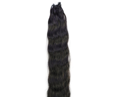 LUXLUXE Knotless Wet & Wavy Crochet Human Hair Extensions - Natural Black 14" 40g 16" 45g & 18" 50g Pre Separated 40 Strands Feather Hairpiece With String In The Middle Braid