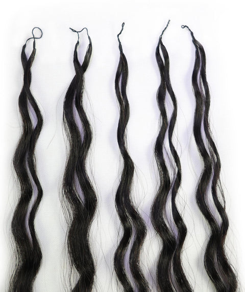 LUXLUXE Knotless Wet & Wavy Crochet Human Hair Extensions - Natural Black 14" 40g 16" 45g & 18" 50g Pre Separated 40 Strands Feather Hairpiece With String In The Middle Braid