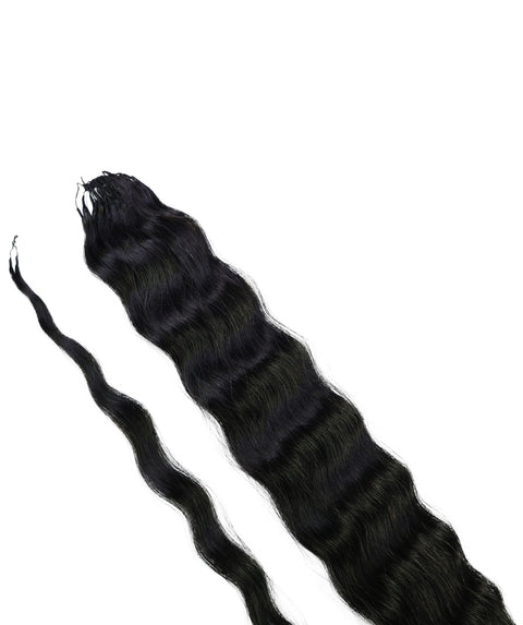 LUXLUXE Knotless Wet & Wavy Crochet Human Hair Extensions - Natural Black 14" 40g 16" 45g & 18" 50g Pre Separated 40 Strands Feather Hairpiece With String In The Middle Braid