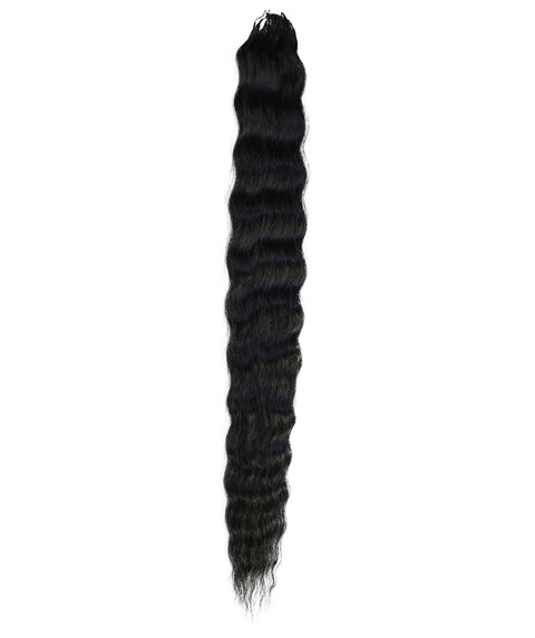 LUXLUXE Knotless Wet & Wavy Crochet Human Hair Extensions - Natural Black 14" 40g 16" 45g & 18" 50g Pre Separated 40 Strands Feather Hairpiece With String In The Middle Braid