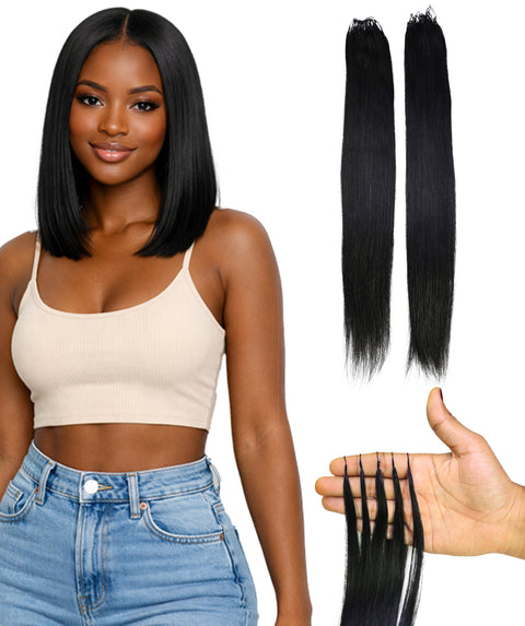LUXLUXE Knotless Silk Straight Crochet Human Hair Extensions - Natural Black 14" 40g 16" 45g & 18" 50g Pre Separated 40 Strands Feather hairpiece for Women
