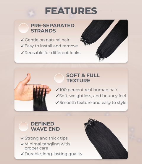 LUXLUXE Knotless Silk Straight Crochet Human Hair Extensions - Natural Black 14" 40g 16" 45g & 18" 50g Pre Separated 40 Strands Feather hairpiece for Women