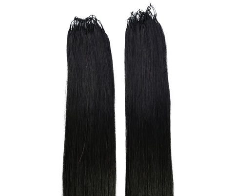 LUXLUXE Knotless Silk Straight Crochet Human Hair Extensions - Natural Black 14" 40g 16" 45g & 18" 50g Pre Separated 40 Strands Feather hairpiece for Women