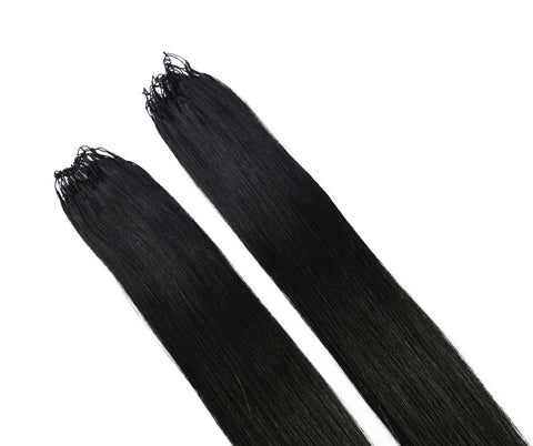 LUXLUXE Knotless Silk Straight Crochet Human Hair Extensions - Natural Black 14" 40g 16" 45g & 18" 50g Pre Separated 40 Strands Feather hairpiece for Women