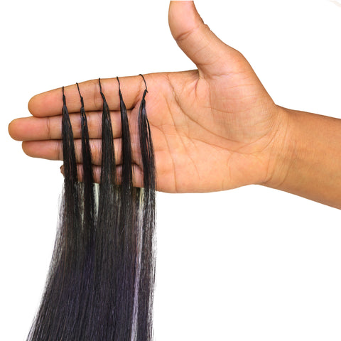 LUXLUXE Knotless Silk Straight Crochet Human Hair Extensions - Natural Black 14" 40g 16" 45g & 18" 50g Pre Separated 40 Strands Feather hairpiece for Women