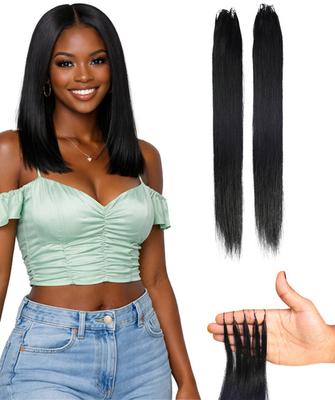LUXLUXE Knotless Silk Straight Crochet Human Hair Extensions - Natural Black 14" 40g 16" 45g & 18" 50g Pre Separated 40 Strands Feather hairpiece for Women