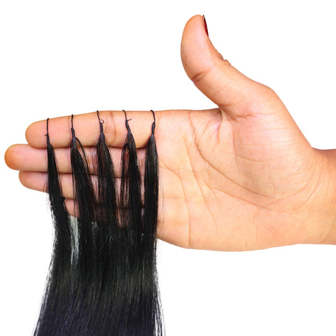 LUXLUXE Knotless Silk Straight Crochet Human Hair Extensions - Natural Black 14" 40g 16" 45g & 18" 50g Pre Separated 40 Strands Feather hairpiece for Women