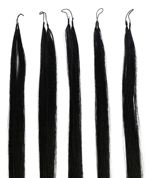 LUXLUXE Knotless Silk Straight Crochet Human Hair Extensions - Natural Black 14" 40g 16" 45g & 18" 50g Pre Separated 40 Strands Feather hairpiece for Women