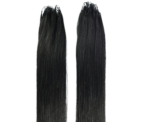 LUXLUXE Knotless Silk Straight Crochet Human Hair Extensions - Natural Black 14" 40g 16" 45g & 18" 50g Pre Separated 40 Strands Feather hairpiece for Women