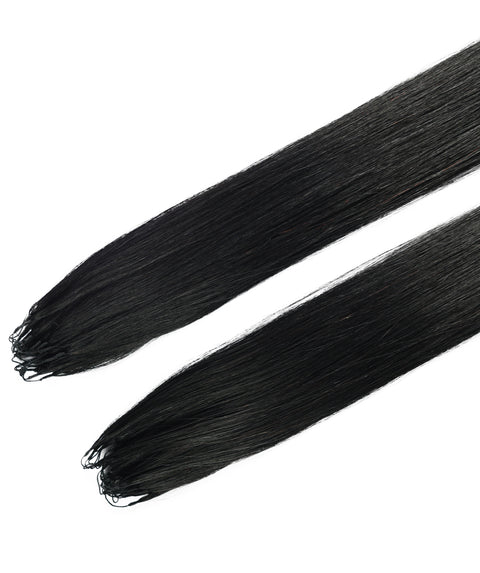 LUXLUXE Knotless Silk Straight Crochet Human Hair Extensions - Natural Black 14" 40g 16" 45g & 18" 50g Pre Separated 40 Strands Feather hairpiece for Women