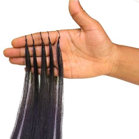 LUXLUXE Knotless Silk Straight Crochet Human Hair Extensions - Natural Black 14" 40g 16" 45g & 18" 50g Pre Separated 40 Strands Feather hairpiece for Women