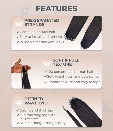 LUXLUXE Knotless Silk Straight Crochet Human Hair Extensions - Natural Black 14" 40g 16" 45g & 18" 50g Pre Separated 40 Strands Feather hairpiece for Women