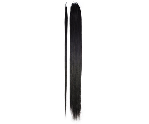 LUXLUXE Knotless Silk Straight Crochet Human Hair Extensions - Natural Black 14" 40g 16" 45g & 18" 50g Pre Separated 40 Strands Feather hairpiece for Women
