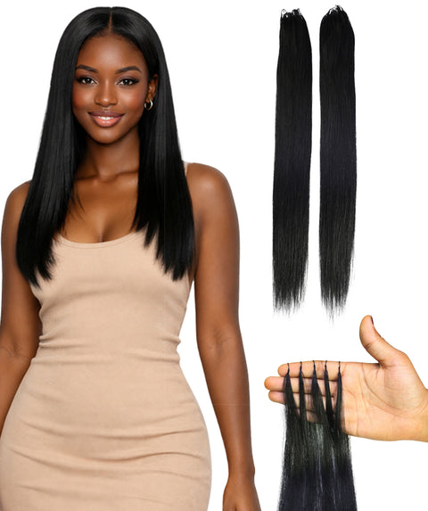 LUXLUXE Knotless Silk Straight Crochet Human Hair Extensions - Natural Black 14" 40g 16" 45g & 18" 50g Pre Separated 40 Strands Feather hairpiece for Women