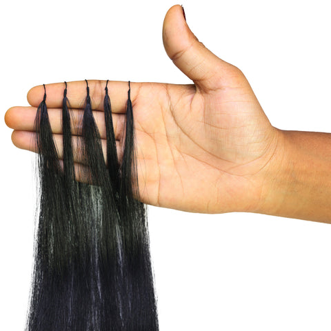 LUXLUXE Knotless Silk Straight Crochet Human Hair Extensions - Natural Black 14" 40g 16" 45g & 18" 50g Pre Separated 40 Strands Feather hairpiece for Women
