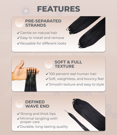 LUXLUXE Knotless Silk Straight Crochet Human Hair Extensions - Natural Black 14" 40g 16" 45g & 18" 50g Pre Separated 40 Strands Feather hairpiece for Women