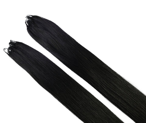LUXLUXE Knotless Silk Straight Crochet Human Hair Extensions - Natural Black 14" 40g 16" 45g & 18" 50g Pre Separated 40 Strands Feather hairpiece for Women