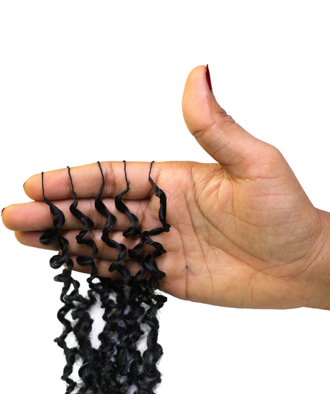 LUXLUXE Knotless Micro Yanky Curly Pre Looped Crochet Human Hair Extensions - Natural Black 14" 40g 16" 45g & 18" 50g Pre Separated 40 Strands Feather Protective Style