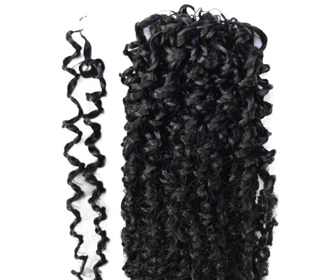 LUXLUXE Knotless Micro Yanky Curly Pre Looped Crochet Human Hair Extensions - Natural Black 14" 40g 16" 45g & 18" 50g Pre Separated 40 Strands Feather Protective Style