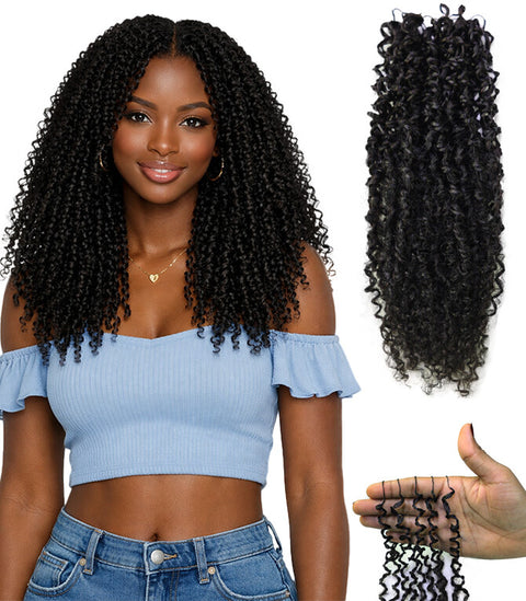 LUXLUXE Knotless Micro Yanky Curly Pre Looped Crochet Human Hair Extensions - Natural Black 14" 40g 16" 45g & 18" 50g Pre Separated 40 Strands Feather Protective Style