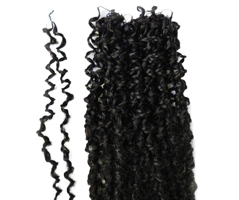 LUXLUXE Knotless Micro Yanky Curly Pre Looped Crochet Human Hair Extensions - Natural Black 14" 40g 16" 45g & 18" 50g Pre Separated 40 Strands Feather Protective Style