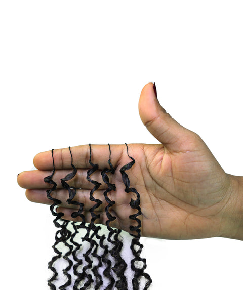 LUXLUXE Knotless Micro Yanky Curly Pre Looped Crochet Human Hair Extensions - Natural Black 14" 40g 16" 45g & 18" 50g Pre Separated 40 Strands Feather Protective Style