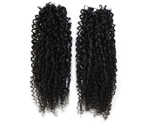 LUXLUXE Knotless Micro Yanky Curly Pre Looped Crochet Human Hair Extensions - Natural Black 14" 40g 16" 45g & 18" 50g Pre Separated 40 Strands Feather Protective Style