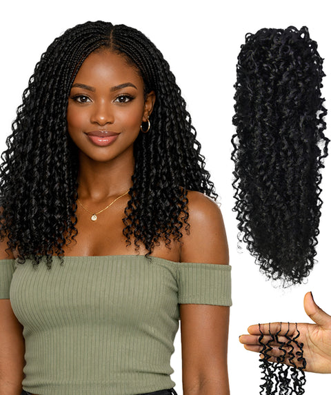 LUXLUXE Knotless Micro Yanky Curly Pre Looped Crochet Human Hair Extensions - Natural Black 14" 40g 16" 45g & 18" 50g Pre Separated 40 Strands Feather Protective Style