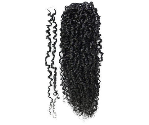 LUXLUXE Knotless Micro Yanky Curly Pre Looped Crochet Human Hair Extensions - Natural Black 14" 40g 16" 45g & 18" 50g Pre Separated 40 Strands Feather Protective Style
