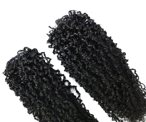 LUXLUXE Knotless Micro Yanky Curly Pre Looped Crochet Human Hair Extensions - Natural Black 14" 40g 16" 45g & 18" 50g Pre Separated 40 Strands Feather Protective Style