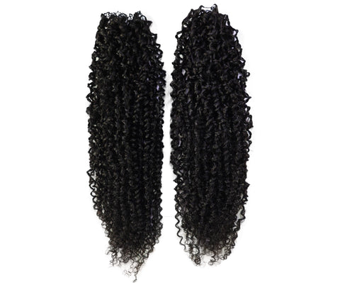LUXLUXE Knotless Micro Yanky Curly Pre Looped Crochet Human Hair Extensions - Natural Black 14" 40g 16" 45g & 18" 50g Pre Separated 40 Strands Feather Protective Style