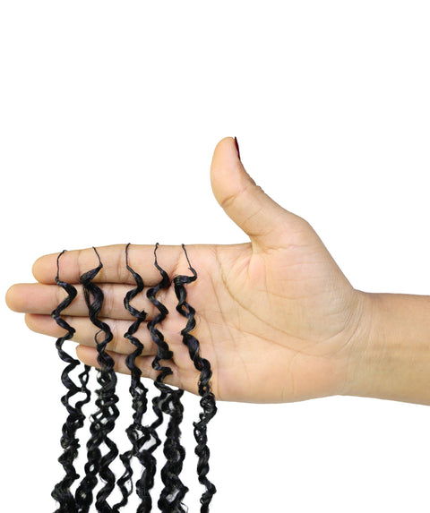 LUXLUXE Knotless Micro Yanky Curly Pre Looped Crochet Human Hair Extensions - Natural Black 14" 40g 16" 45g & 18" 50g Pre Separated 40 Strands Feather Protective Style