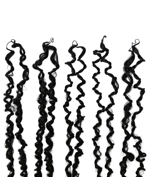 LUXLUXE Knotless Micro Yanky Curly Pre Looped Crochet Human Hair Extensions - Natural Black 14" 40g 16" 45g & 18" 50g Pre Separated 40 Strands Feather Protective Style
