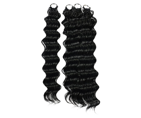 LUXLUXE Deep Wave Synthetic Crochet Hair Extensions – Available in 14"  78g 18" 100g & 22" 120g Pre Separated 100 Strands Feather Hairpiece
