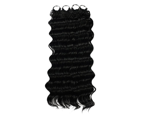 LUXLUXE Deep Wave Synthetic Crochet Hair Extensions – Available in 14"  78g 18" 100g & 22" 120g Pre Separated 100 Strands Feather Hairpiece