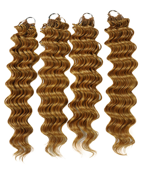 LUXLUXE Deep Wave Synthetic Crochet Hair Extensions – Available in 14"  78g 18" 100g & 22" 120g Pre Separated 100 Strands Feather Hairpiece