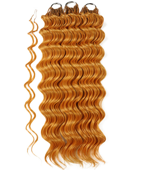LUXLUXE Deep Wave Synthetic Crochet Hair Extensions – Available in 14"  78g 18" 100g & 22" 120g Pre Separated 100 Strands Feather Hairpiece